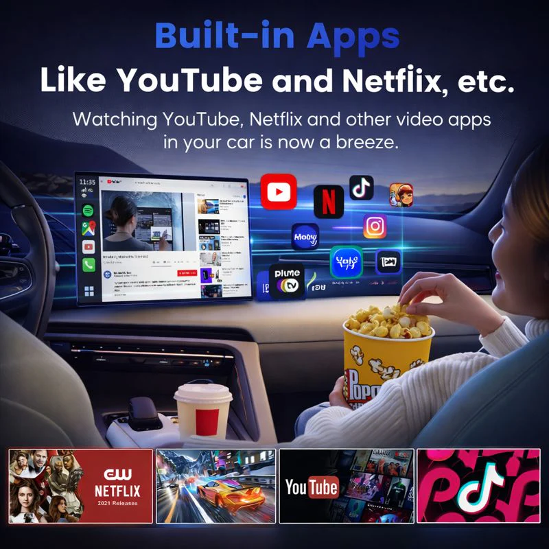 Trendtronics Ai Box pro with Inbuilt SIM Slot , 4+64GB, Android 13, CarPlay & Android Auto, Google Play, YouTube, Netflix, jiohotstar(1-Year Warranty) - Image 3