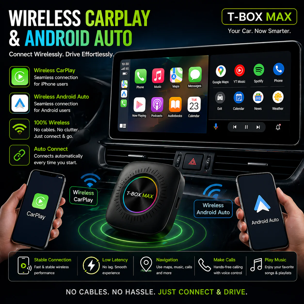 Trendtronics Tbox Max Without sim , 8+128GB, Android 13, CarPlay & Android Auto, Google Play, YouTube, Netflix, jiohotstar - Image 8